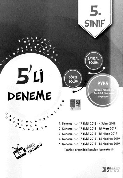 5'Lİ DENEME VİDEO ÇÖZÜMLÜ Fotokopi GO - Tüm Sınavlarda Daha İleriye