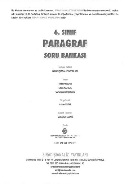 PARAGRAF SORU BANKASI Fotokopi GO - Tüm Sınavlarda Daha İleriye