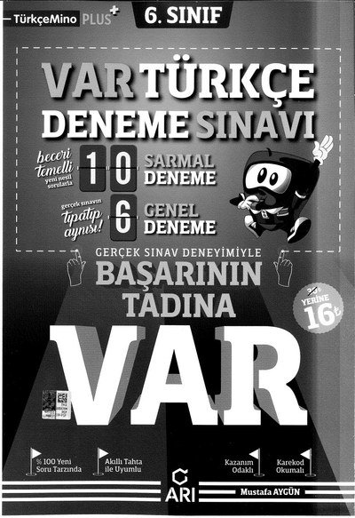VAR TÜRKÇE DENEME SINAVI Fotokopi GO - Tüm Sınavlarda Daha İleriye