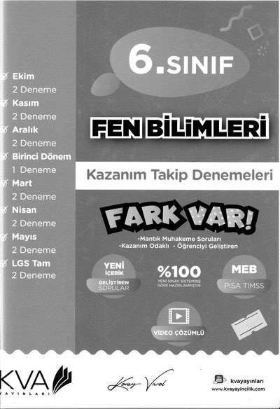 FEN BİLİMLERİ KAZANIM TAKİP DENEMELERİ FARK VAR Fotokopi GO - Tüm Sınavlarda Daha İleriye