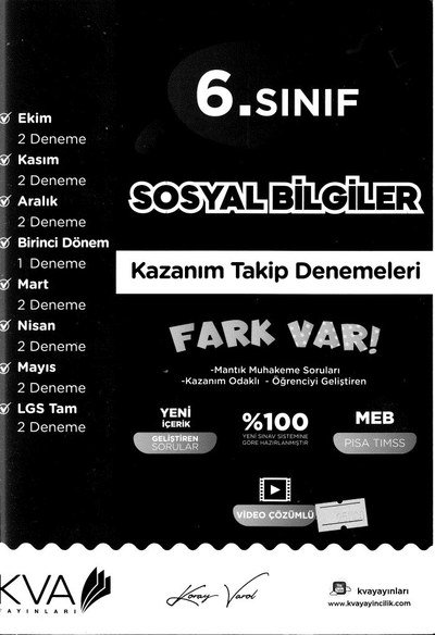 SOSYAL BİLGİLER KAZANIM TAKİP DENEMELERİ FARK VAR Fotokopi GO - Tüm Sınavlarda Daha İleriye