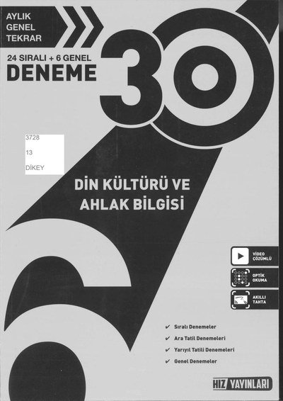 30 DENEME DİN KÜLTÜRÜ VE AHLAK BİLGİSİ Fotokopi GO - Tüm Sınavlarda Daha İleriye