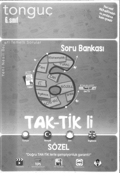 TAK-TİK'Lİ SÖZEL SORU BANKASI Fotokopi GO - Tüm Sınavlarda Daha İleriye