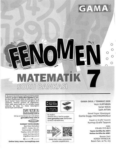 FENOMEN MATEMATİK SORU BANKASI Fotokopi GO - Tüm Sınavlarda Daha İleriye