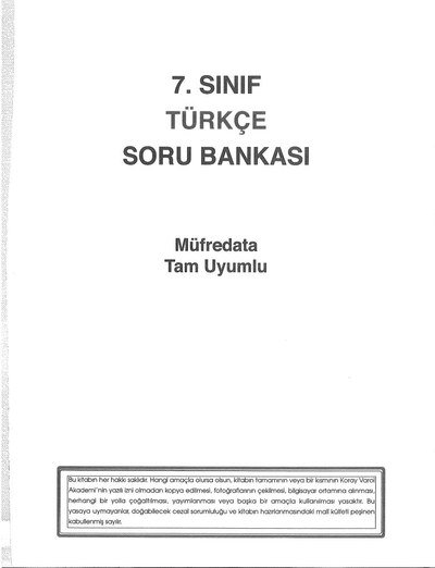 TÜRKÇE SORU BANKASI MÜFREDATA TAM UYUMLU Fotokopi GO - Tüm Sınavlarda Daha İleriye