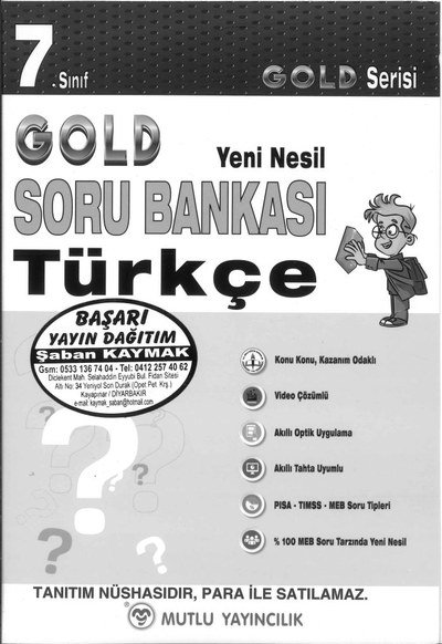 GOLD SORU BANKASI TÜRKÇE Fotokopi GO - Tüm Sınavlarda Daha İleriye