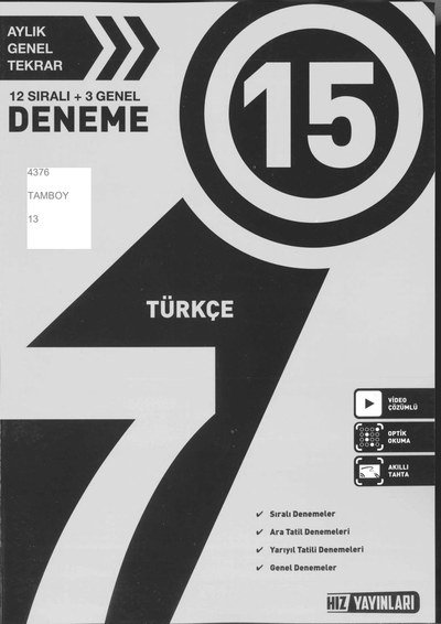 15 DENEME TÜRKÇE Fotokopi GO - Tüm Sınavlarda Daha İleriye