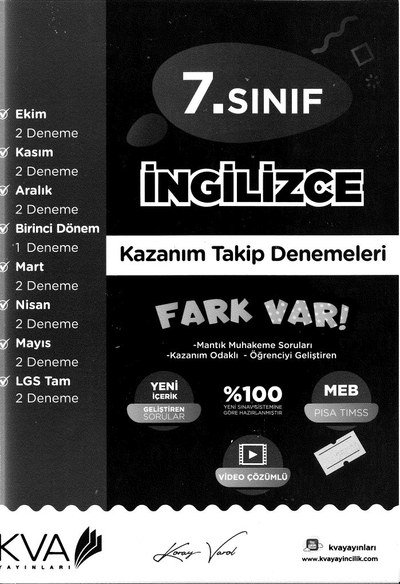 İNGİLİZCE KAZANIM TAKİP DENEMELERİ FARK VAR Fotokopi GO - Tüm Sınavlarda Daha İleriye