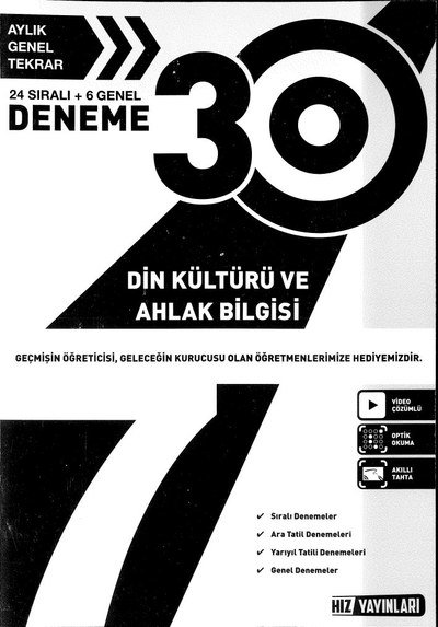 30 DENEME DİN KÜLTÜRÜ VE AHLAK BİLGİSİ Fotokopi GO - Tüm Sınavlarda Daha İleriye