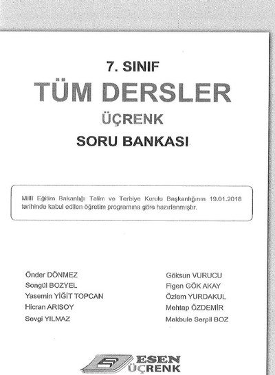 TÜM DERSLER ÜÇRENK SORU BANKASI Fotokopi GO - Tüm Sınavlarda Daha İleriye