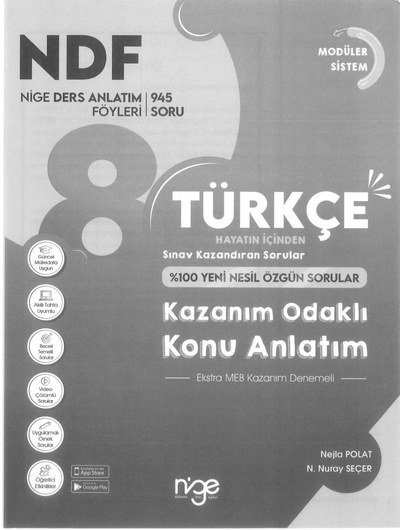 NDF TÜRKÇE KAZANIM ODAKLI KONU ANLATIM Fotokopi GO - Tüm Sınavlarda Daha İleriye