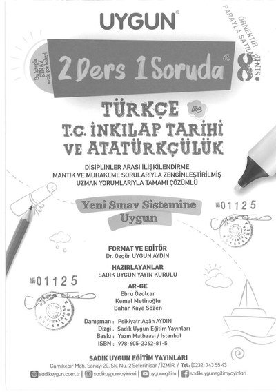 2 DERS 1 SORUDA TÜRKÇE VE T.C. İNKILAP TARİHİ VE ATATÜRKÇÜLÜK Fotokopi GO - Tüm Sınavlarda Daha İleriye