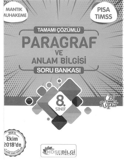 TAMAMI ÇZÜMLÜ PARAGRAF VE ANLAM BİLGİSİ SORU BANKASI Fotokopi GO - Tüm Sınavlarda Daha İleriye