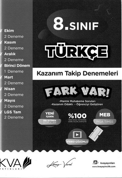 TÜRKÇE KAZANIM TAKİP DENEMELERİ FARK VAR Fotokopi GO - Tüm Sınavlarda Daha İleriye