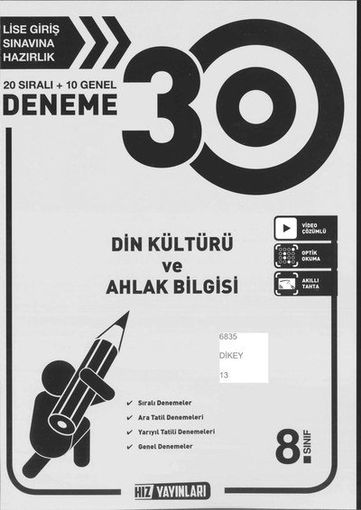 30 DENEME DİN KÜLTÜRÜ VE AHLAK BİLGİSİ Fotokopi GO - Tüm Sınavlarda Daha İleriye