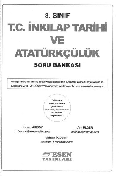 T.C. İNKILAP TARİHİ VE ATATÜRKÇÜLÜK SORU BANKASI Fotokopi GO - Tüm Sınavlarda Daha İleriye