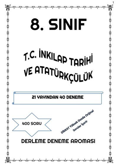 T.C. İNKILAP TARİHİ VE ATATÜRKÇÜLÜK 21 YAYINDAN 40 DENEME Fotokopi GO - Tüm Sınavlarda Daha İleriye