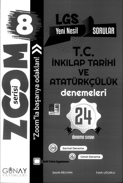ZOOM SERİSİ LGS T.C. İNKILAP TARİHİ VE ATATÜRKÇÜLÜK DENEMELERİ 24 DENEME SINAVI Fotokopi GO - Tüm Sınavlarda Daha İleriye