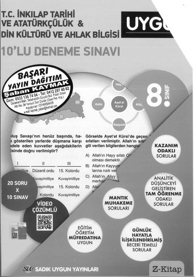 T.C. İNKILAP TARİHİ VE ATATÜRKÇÜLÜK & DİN KÜLTÜRÜ VE AHLAK BİLGİSİ 10'LU DENEME SINAVI