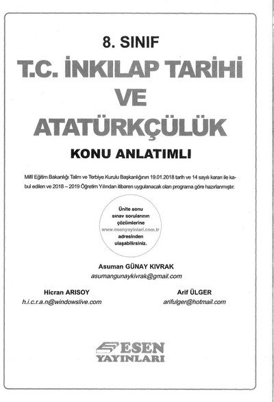 T.C. İNKILAP TARİHİ VE ATATÜRKÇÜLÜK KONU ANLATIMLI Fotokopi GO - Tüm Sınavlarda Daha İleriye