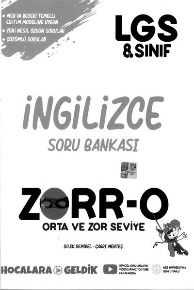 İNGİLİZCE SORU BANKASI ZORR-O Fotokopi GO - Tüm Sınavlarda Daha İleriye