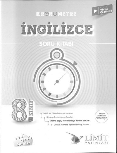 KRONOMETRE İNGİLİZCE SORU KİTABI Fotokopi GO - Tüm Sınavlarda Daha İleriye