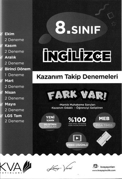 İNGİLİZCE KAZANIM TAKİP DENEMELERİ FARK VAR Fotokopi GO - Tüm Sınavlarda Daha İleriye