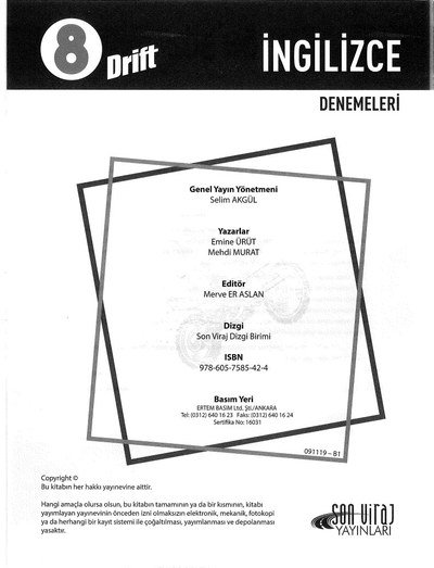 DRİFT İNGİLİZCE DENEMELERİ Fotokopi GO - Tüm Sınavlarda Daha İleriye