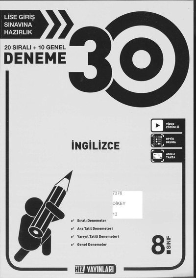 30 DENEME İNGİLİZCE Fotokopi GO - Tüm Sınavlarda Daha İleriye