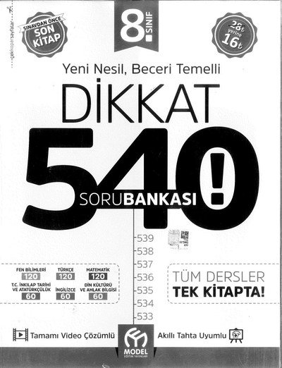 YENİ NESİL BECERİ TEMELLİ DİKKAT 540 SORU BANKASI Fotokopi GO - Tüm Sınavlarda Daha İleriye