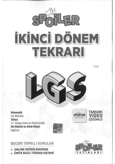 SPOİLER İKİNCİ DÖNEM TEKRARI LGS Fotokopi GO - Tüm Sınavlarda Daha İleriye