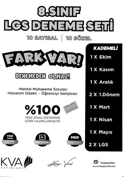 LGS DENEME SETİ 10 SAYISAL 10 SÖZEL FARK VAR MANTIK MUHAKEME Fotokopi GO - Tüm Sınavlarda Daha İleriye