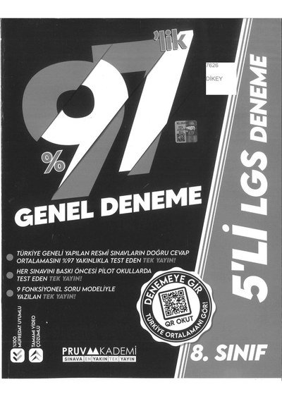 %97'LİK GENEL DENEME 5'Lİ LGS DENEME Fotokopi GO - Tüm Sınavlarda Daha İleriye