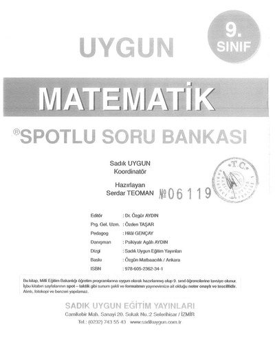 MATEMATİK SPOTLU SORU BANKASI Fotokopi GO - Tüm Sınavlarda Daha İleriye