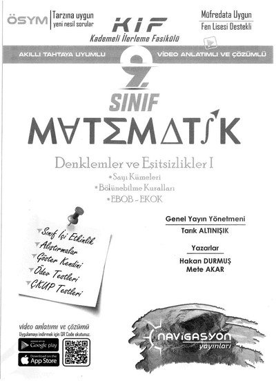 KADEMELİ İLERLEME FASİKÜLÜ MATEMATİK DENKLEMLER VE EŞİTSİZLİKLER 1 Fotokopi GO - Tüm Sınavlarda Daha İleriye