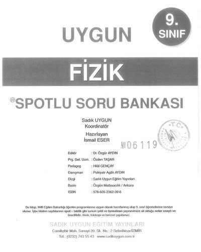 FİZİK SPOTLU SORU BANKASI Fotokopi GO - Tüm Sınavlarda Daha İleriye
