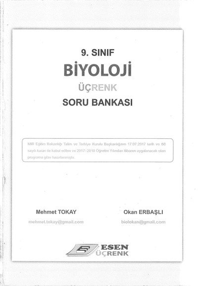 BİYOLOJİ ÜÇRENK SORU BANKASI Fotokopi GO - Tüm Sınavlarda Daha İleriye