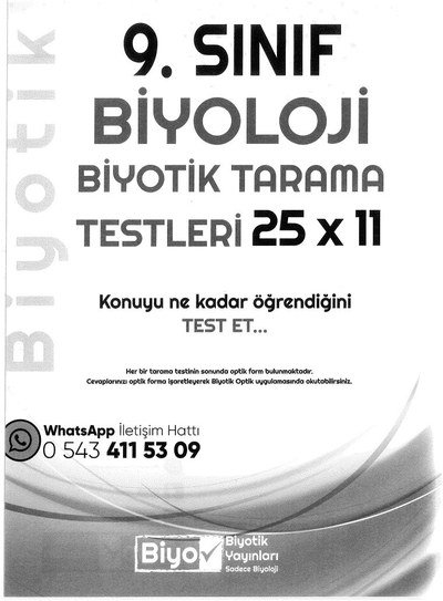 BİYOLOJİ BİYOTİK TARAMA TESTLERİ 25x11 KONUYU NE KADAR ÖĞRENDİĞİNİ TEST ET Fotokopi GO - Tüm Sınavlarda Daha İleriye
