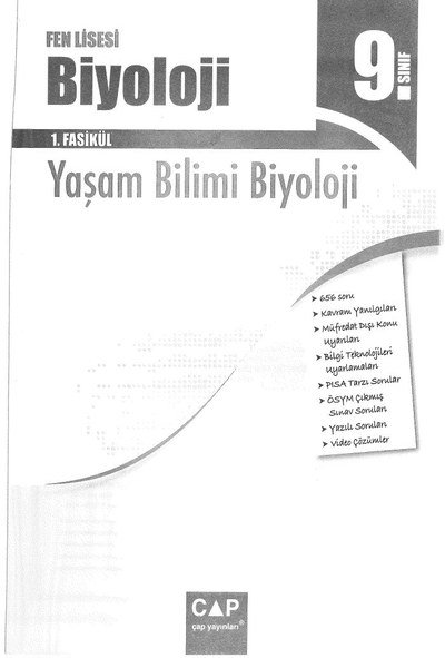 BİYOLOJİ 1. FASİKÜL YAŞAM BİLİMİ BİYOLOJİ Fotokopi GO - Tüm Sınavlarda Daha İleriye