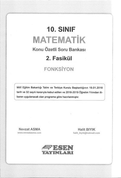 MATEMATİK KONU ÖZETLİ SORU BANKASI 2. FASİKÜL FONKSİYON Fotokopi GO - Tüm Sınavlarda Daha İleriye