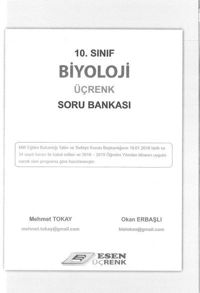 BİYOLOJİ ÜÇRENK SORU BANKASI Fotokopi GO - Tüm Sınavlarda Daha İleriye