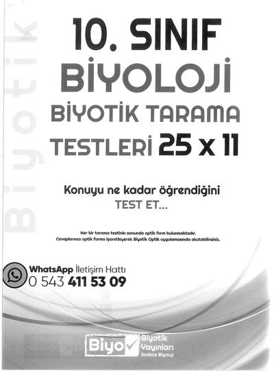 BİYOLOJİ BİYOTİK TARAMA TESTLERİ 25x11 KONUYU NE KADAR ÖĞRENDİĞİNİ TEST ET Fotokopi GO - Tüm Sınavlarda Daha İleriye