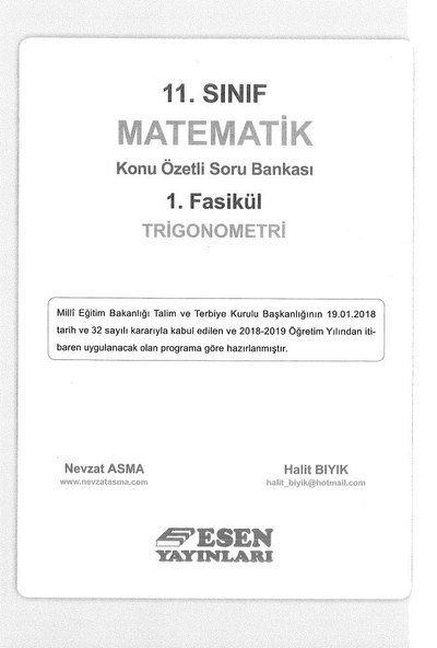 MATEMATİK KONU ÖZETLİ SORU BANKASI 1. FASİKÜL TRİGONOMETRİ Fotokopi GO - Tüm Sınavlarda Daha İleriye