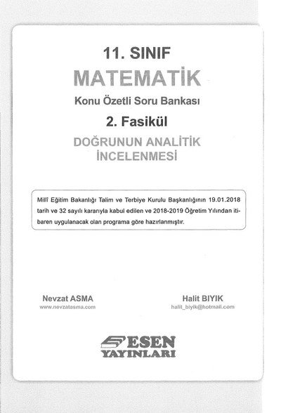 MATEMATİK KONU ÖZETLİ SORU BANKASI 2. FASİKÜL DOĞRUNUN ANALİTİK İNCELENMESİ Fotokopi GO - Tüm Sınavlarda Daha İleriye