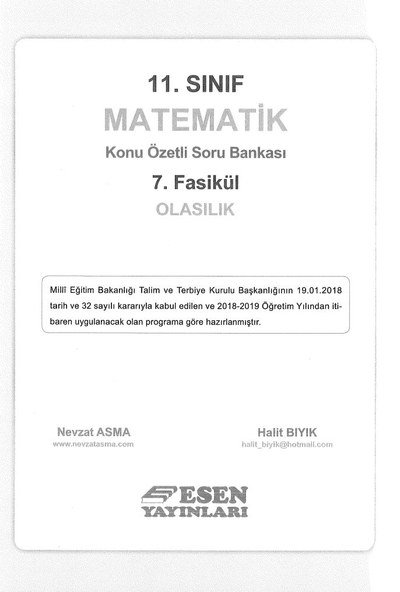 MATEMATİK KONU ÖZETLİ SORU BANKASI 7. FASİKÜL OLASILIK Fotokopi GO - Tüm Sınavlarda Daha İleriye