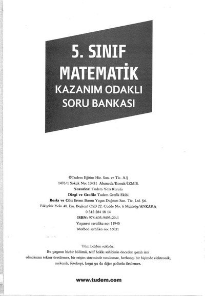 MATEMATİK KAZANIM ODAKLI SORU BANKASI Fotokopi GO - Tüm Sınavlarda Daha İleriye