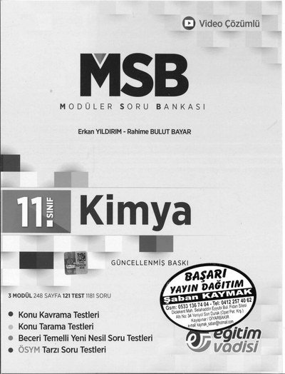 MODÜLER SORU BANKASI KİMYA KONU KAVRAMA TESTLERİ Fotokopi GO - Tüm Sınavlarda Daha İleriye