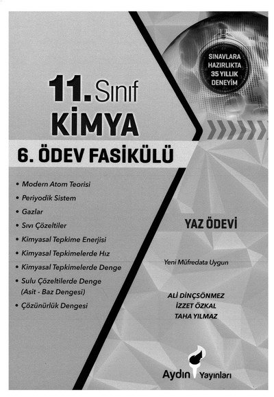 KİMYA 6. ÖDEV FASİKÜLÜ Fotokopi GO - Tüm Sınavlarda Daha İleriye