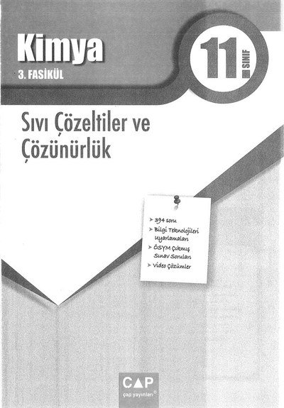 KİMYA 3. FASİKÜL SIVI ÇÖZELTİLER VE ÇÖZÜNÜRLÜK Fotokopi GO - Tüm Sınavlarda Daha İleriye