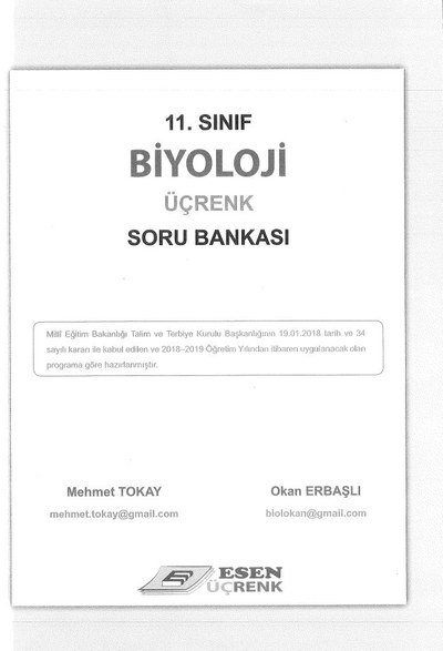 BİYOLOJİ ÜÇRENK SORU BANKASI Fotokopi GO - Tüm Sınavlarda Daha İleriye